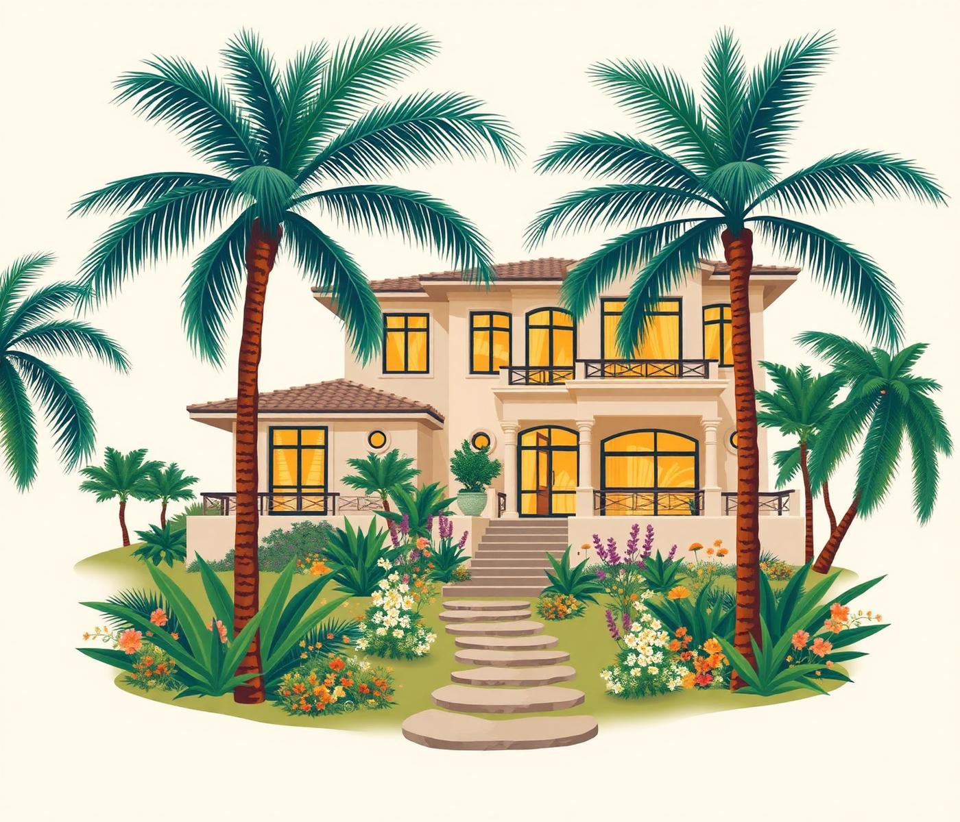 Casa elegante com palmeiras e jardim — Tânia Leite Imóveis
